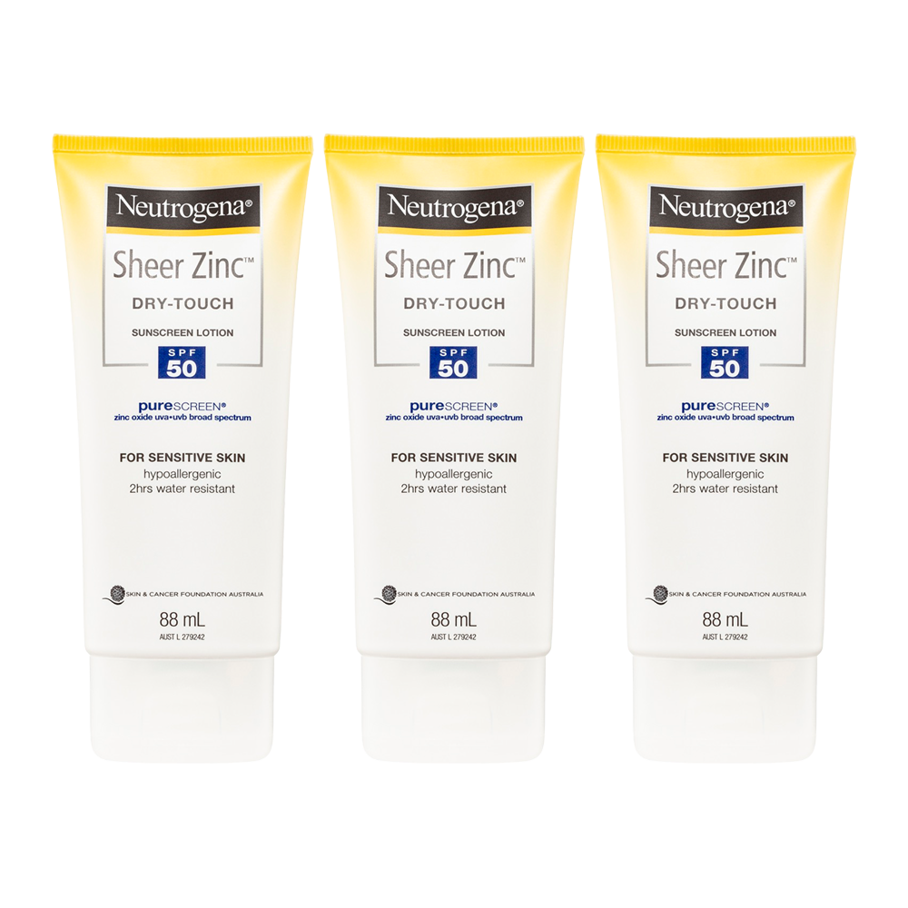 Neutrogena Sheer Zinc Dry Touch Sunscreen Lotion Spf 50 88ml 3 Pack Cosmetix