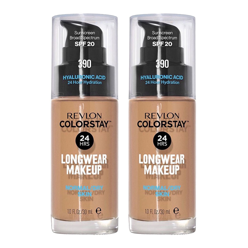 Revlon ColorStay Longwear Makeup Normal/Dry Skin SPF20 30ml 390 RICH MAPLE - 2 pack