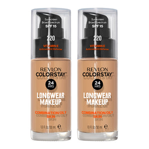 Revlon ColorStay Longwear Makeup Combination/Oily Skin SPF15 30ml 220 NATURAL BEIGE - 2 pack