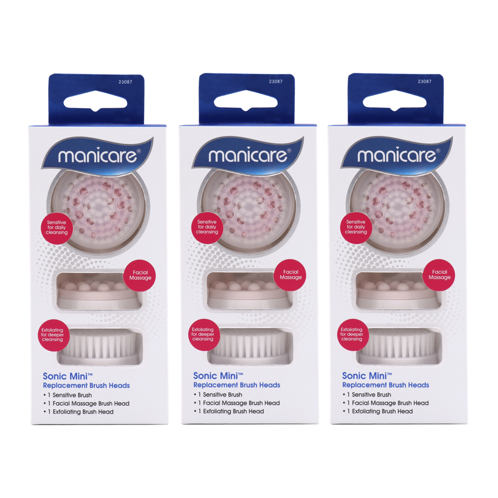 Manicare Sonic Mini Replacement Brush Heads 3pk - 3 pack bundle