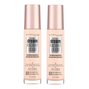 Maybelline Dream Radiant Liquid Foundation 30ml 10 PORCELAIN IVORY - 2 pack