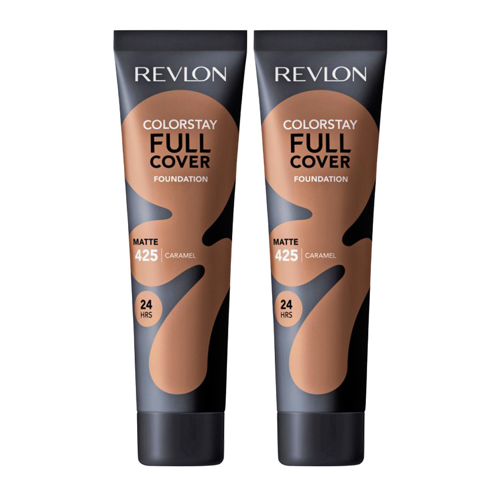 Revlon ColorStay Full Cover Matte Foundation 30ml 425 CARAMEL - 2 pack makeup bottles in caramel shade