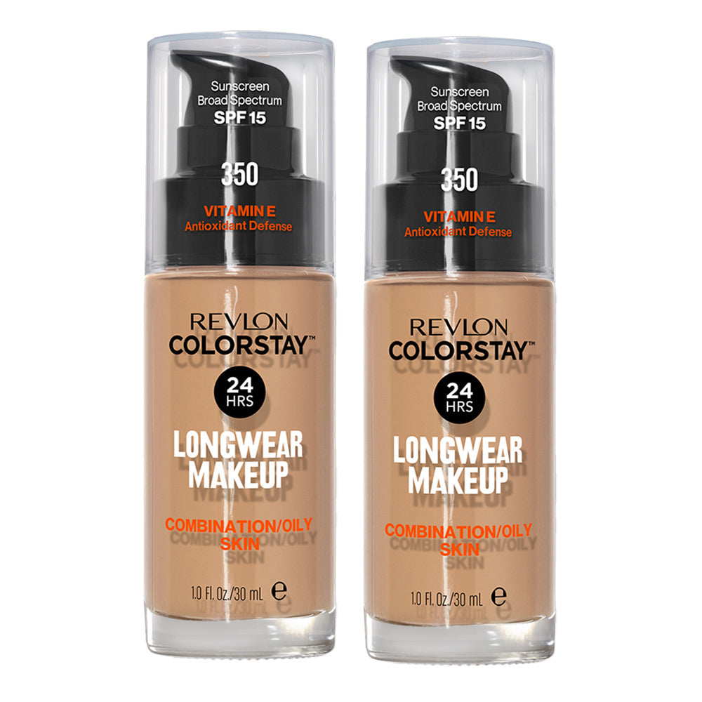 Revlon ColorStay Longwear Makeup Combination/Oily Skin SPF15 30ml 350 RICH TAN - 2 pack in rich tan shade for combination/oily skin