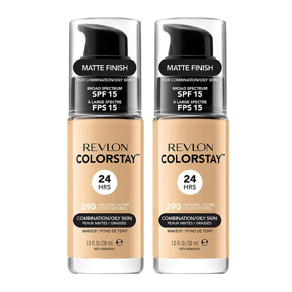 Revlon ColorStay Makeup Combination/ Oily Skin 30ml 290 NATURAL OCHRE - 2 pack, 2 bottles in natural ochre shade for combination/oily skin