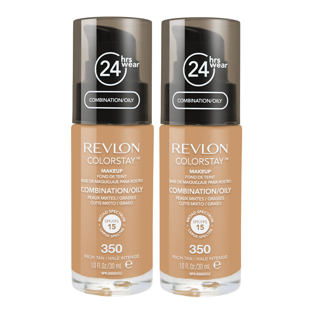 Revlon ColorStay Makeup Combination/ Oily Skin 30ml 350 RICH TAN - 2 pack in Rich Tan shade, 30ml, ideal for combination/oily skin - 2 pack