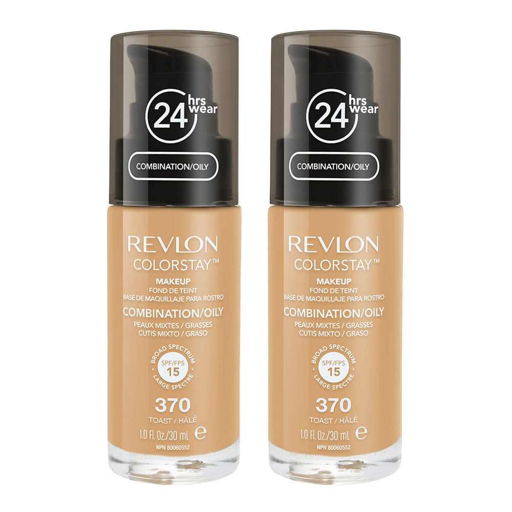 Revlon ColorStay Makeup Combination Oily Skin 30ml 370 TOAST 2 pack shown in image
