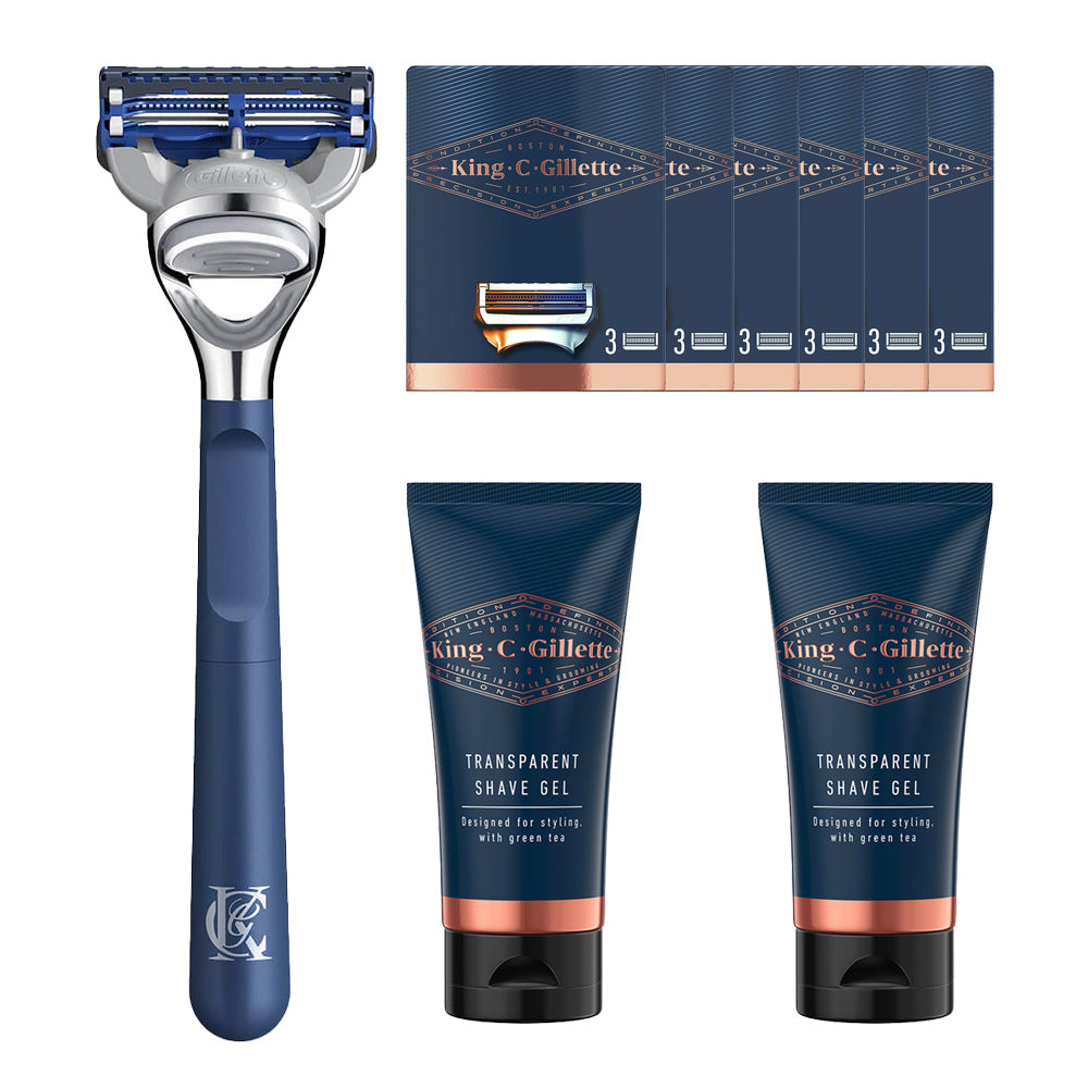 King C. Gillette Neck Razor + Blade + Shave Gel pack