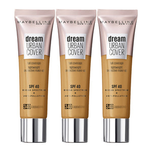 Maybelline Dream Urban Cover Makeup SPF40 30ml 340 CAPPUCCINO - 3 pack