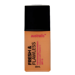 Australis Fresh & Flawless Full Coverage Foundation 30ml TAWNY